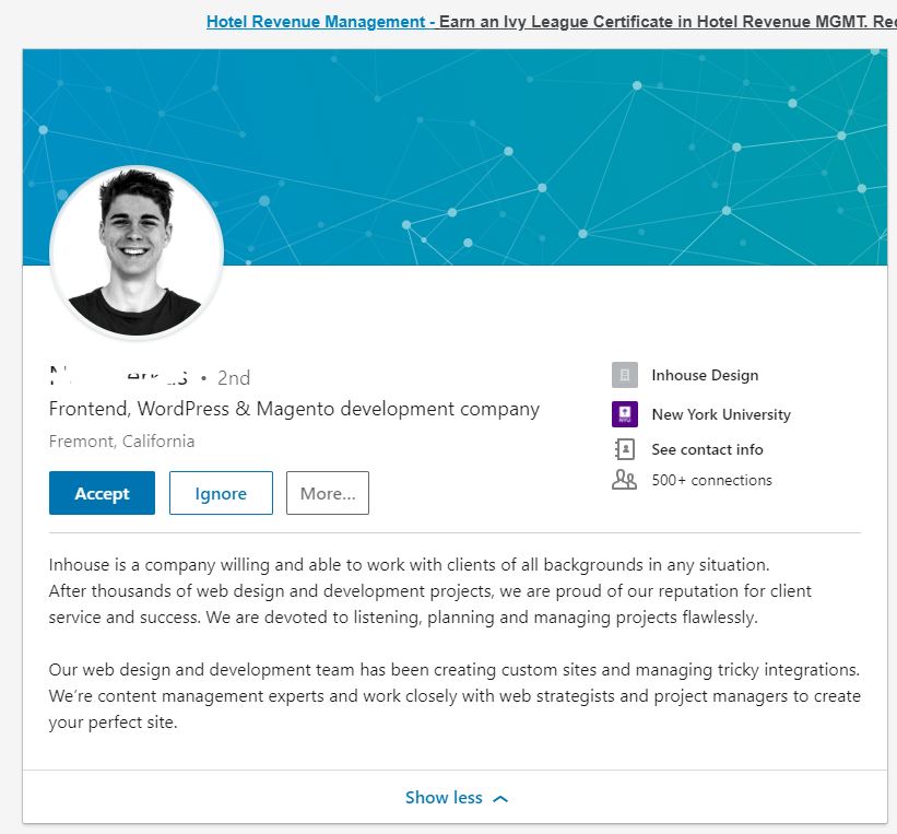 Fake Linkedin Profile Screenshot