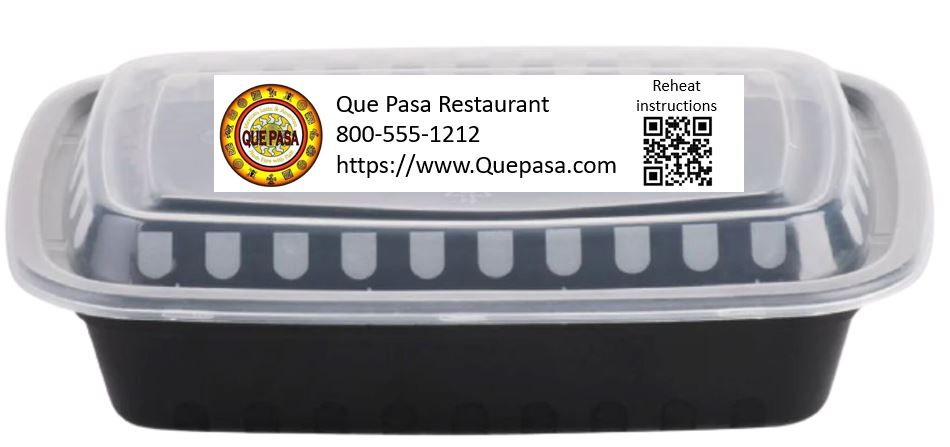 Take out container with QR Code on it