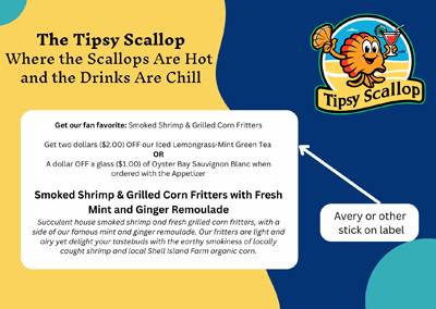 Example of a menu promotional card